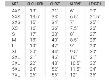 SIZE CHART