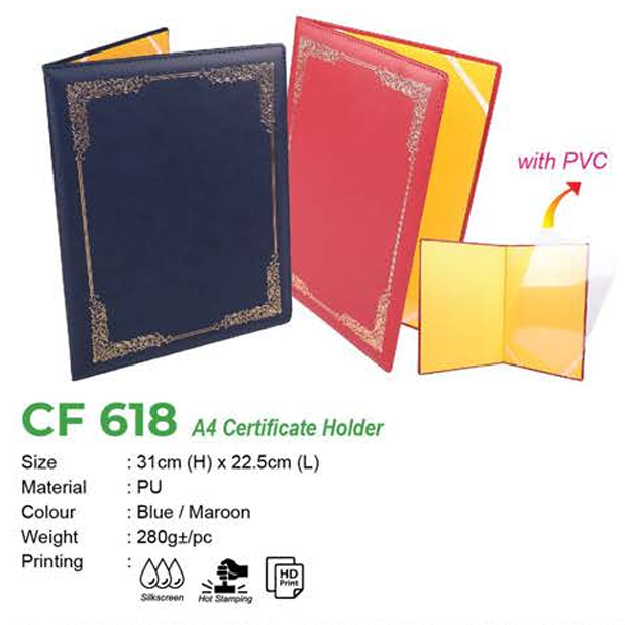 CF 618 – A4 CERTIFICATE HOLDER